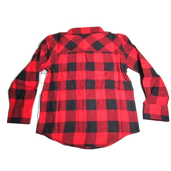 Jumping Beans Boy's Flannel Button Down Shirt Size 4 Red Buffalo Plaid Pattern - Picture 3 of 7